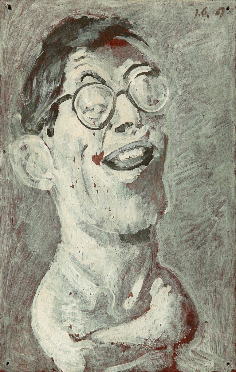Auf diesem Bild ist das folgende Kunstwerk zu sehen: Johannes Grützke. „Selbstbildnis“. 1967.