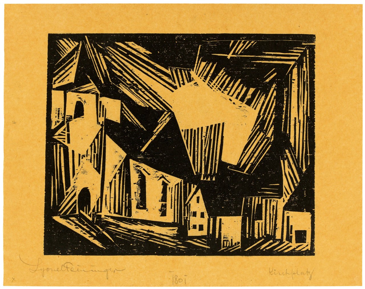 Auf diesem Bild ist das folgende Kunstwerk zu sehen: Lyonel Feininger. „Kirche (Zirchow?)“. 1918.