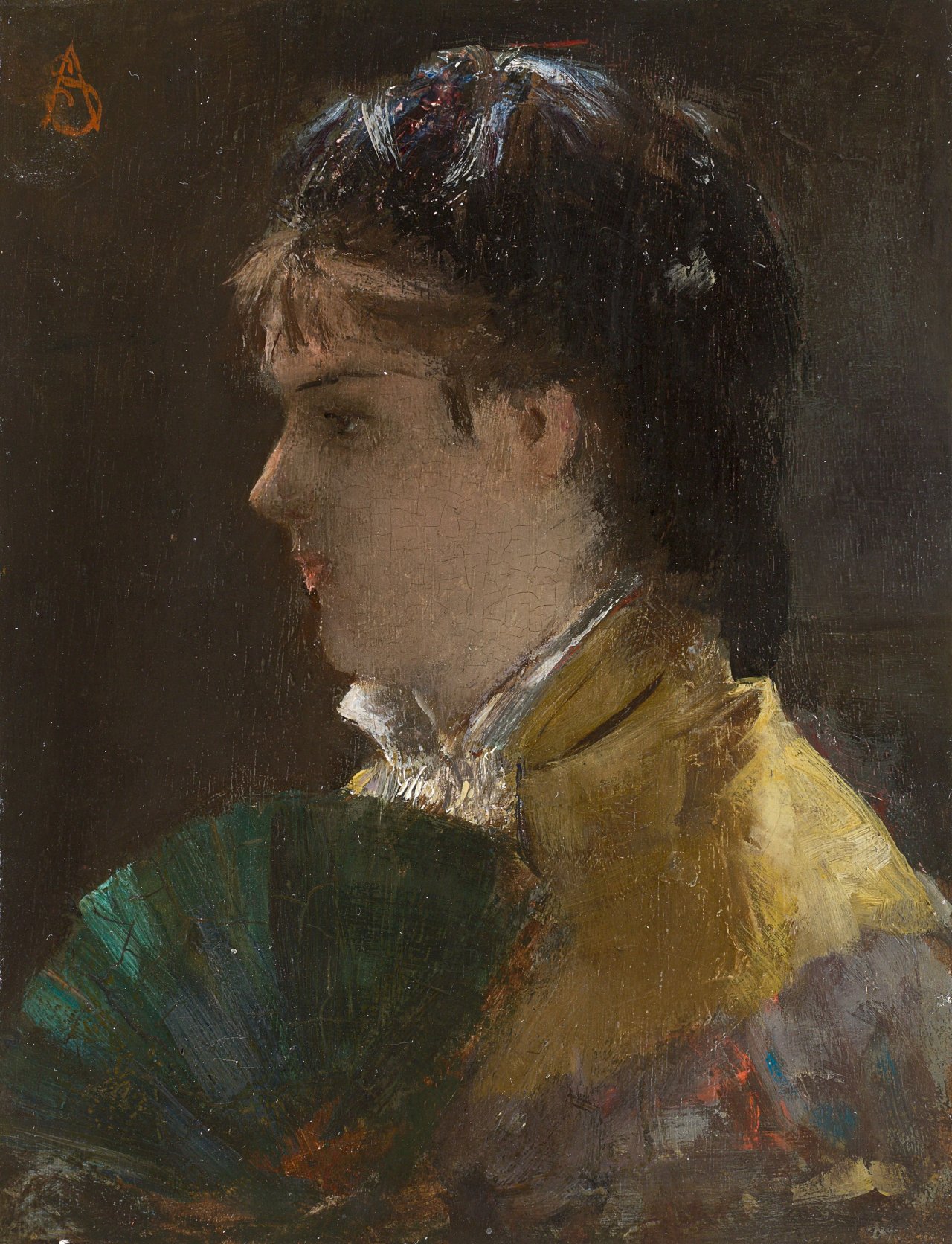 Auf diesem Bild ist das folgende Kunstwerk zu sehen: Alfred Stevens. Junge Pariserin mit Fächer. 1878.