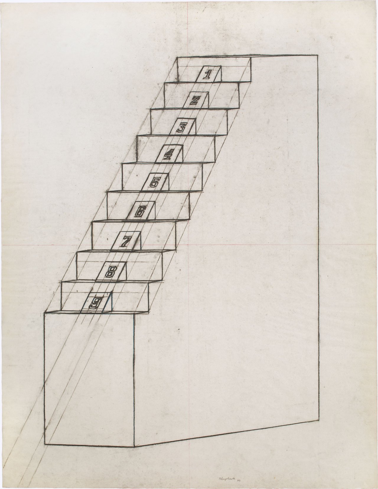 This picture shows the following artwork: Konrad Klapheck. Preliminary drawing for ”Läuterung”. 1974.