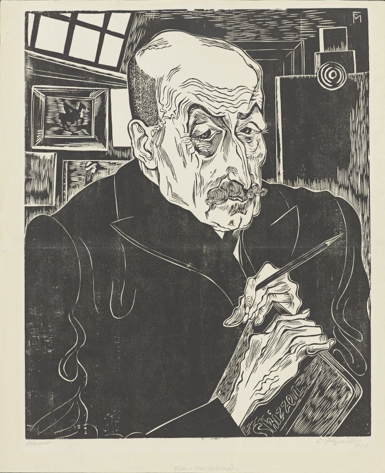 Auf diesem Bild ist das folgende Kunstwerk zu sehen: Conrad Felixmüller. „Bildnis Max Liebermann“. 1926.