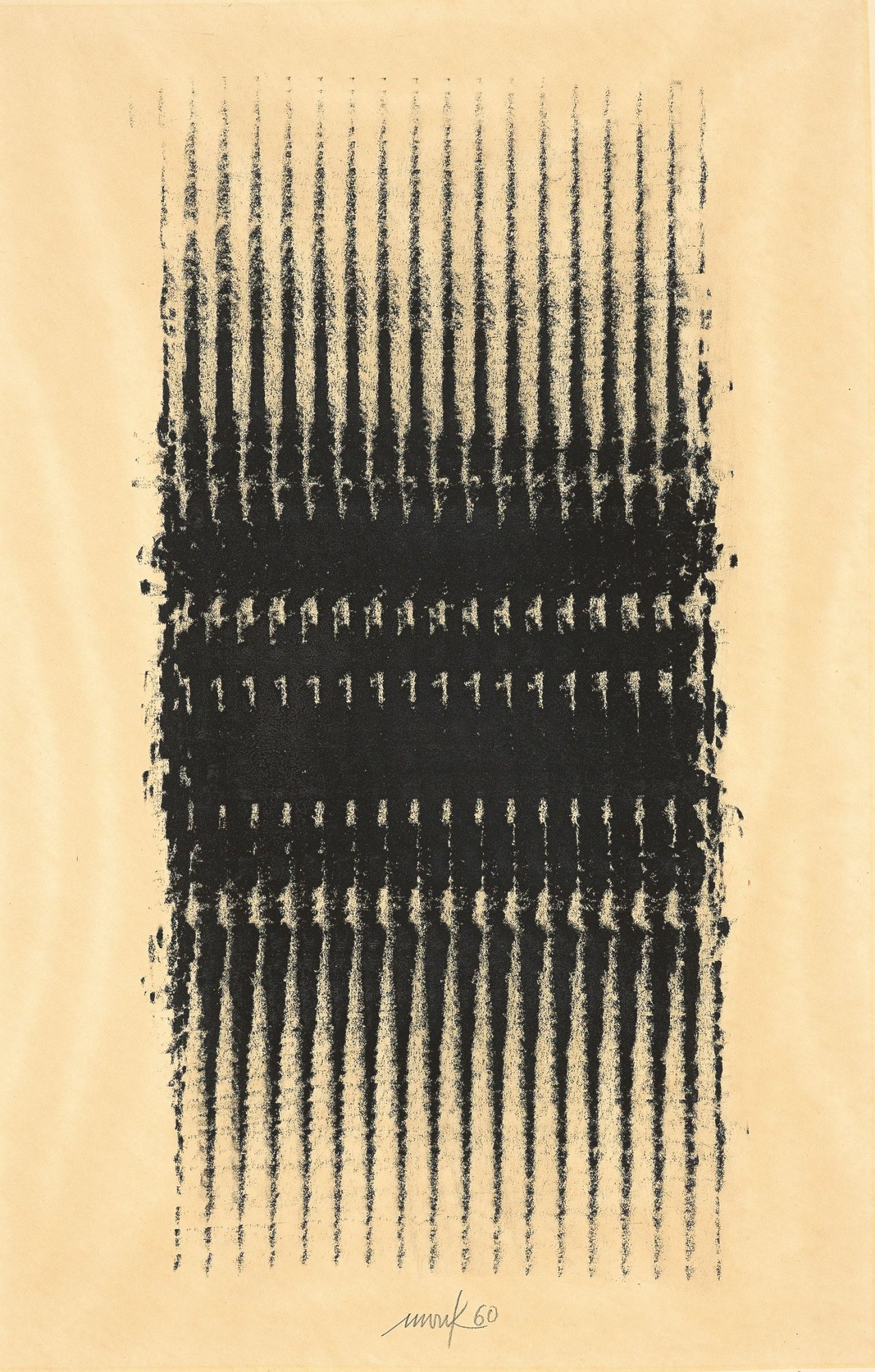 Auf diesem Bild ist das folgende Kunstwerk zu sehen: Heinz Mack. Ohne Titel. 1960.