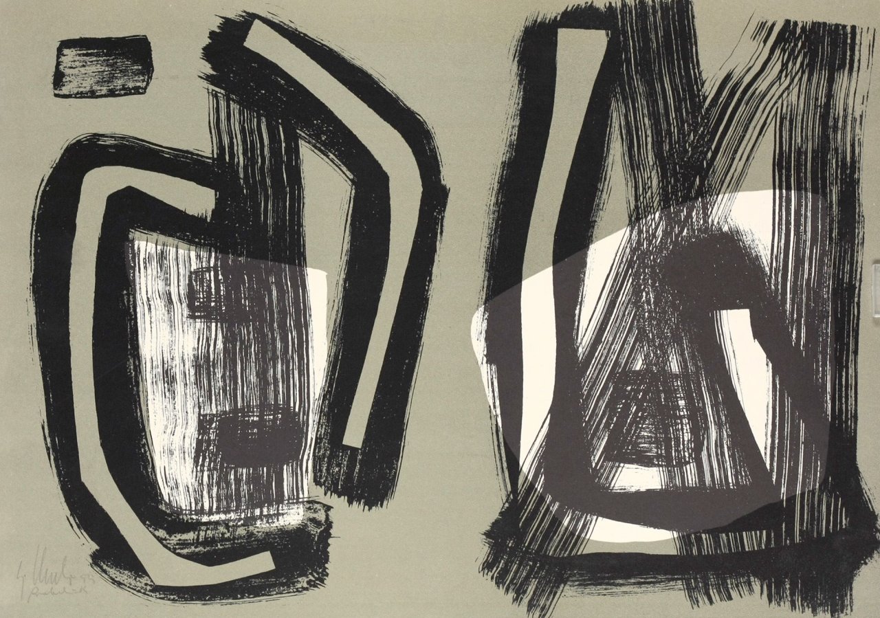 This picture shows the following artwork: Fritz Winter. „Farblitho 6“. 1955.