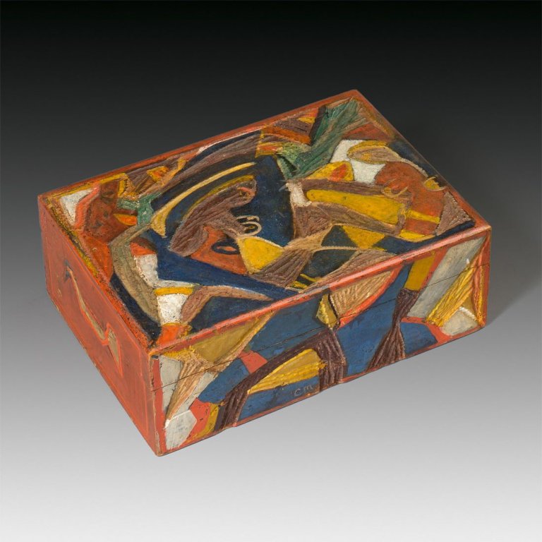Auf diesem Bild ist das folgende Kunstwerk zu sehen: Carlo Mense. Kästchen. Um 1912/13.