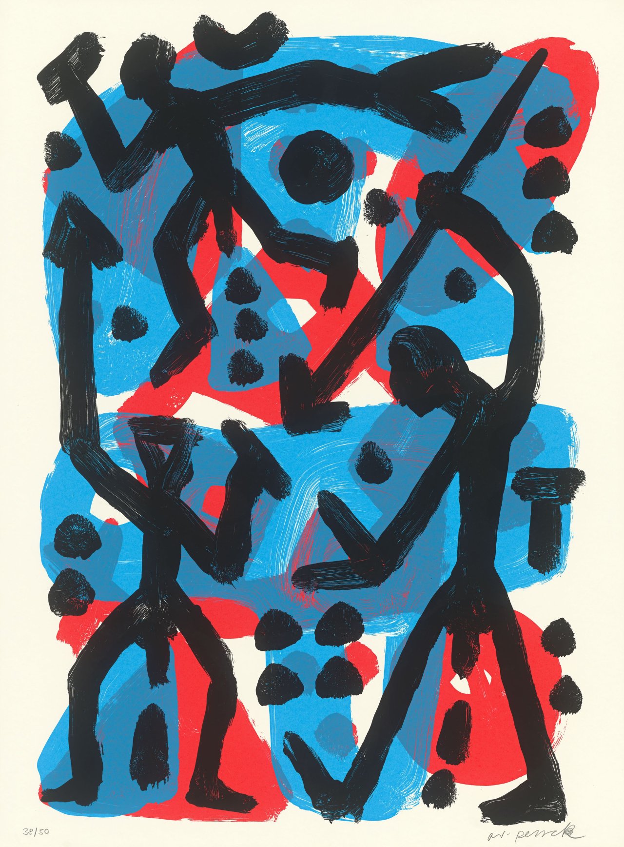 Auf diesem Bild ist das folgende Kunstwerk zu sehen: A.R. Penck. Ohne Titel. Um 1995.