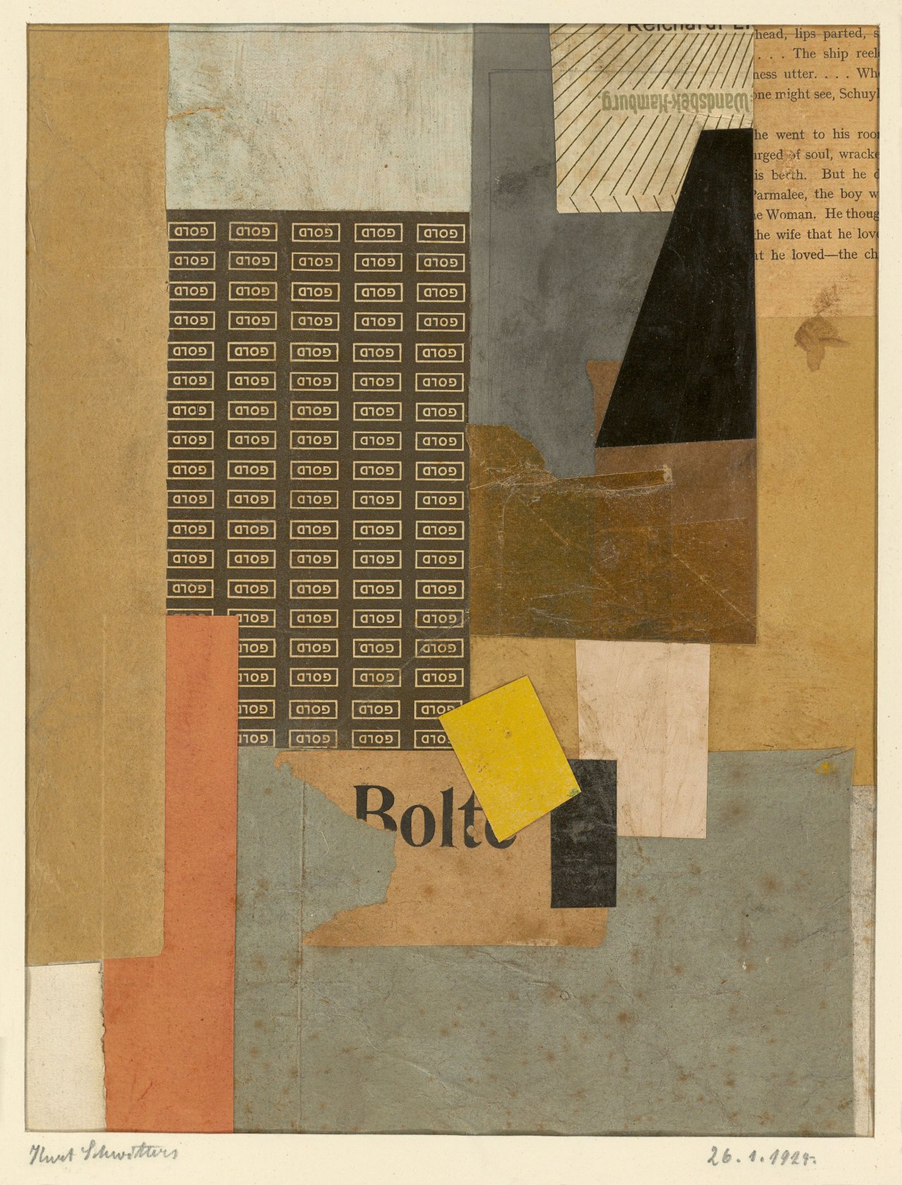 Auf diesem Bild ist das folgende Kunstwerk zu sehen: Kurt Schwitters. „für Herrn Dr. Bode“. 1924.