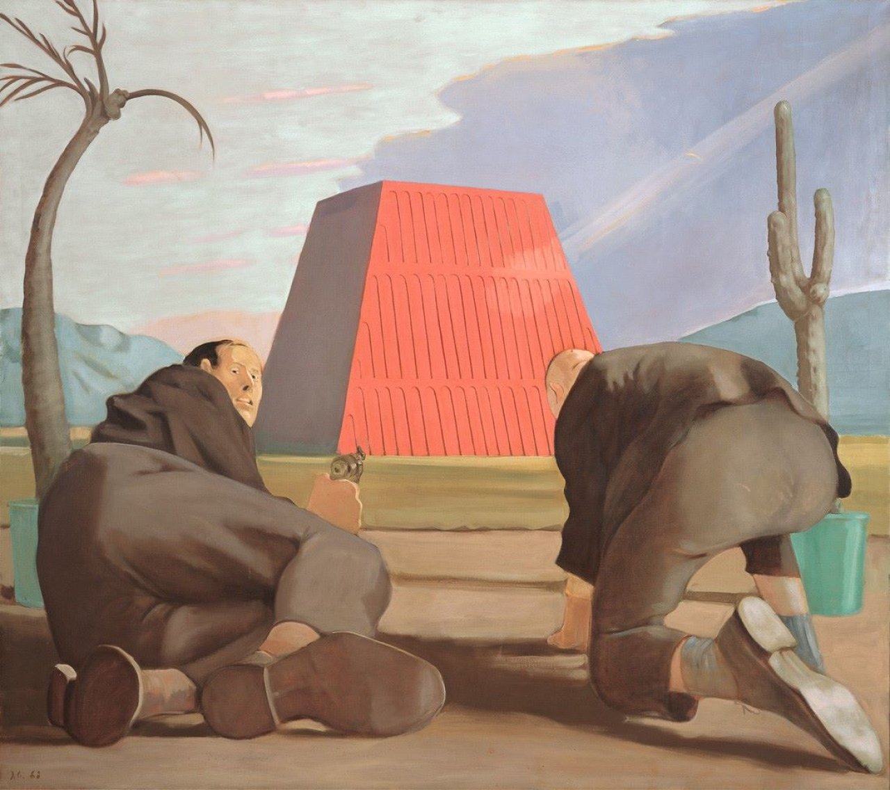This picture shows the following artwork: Johannes Grützke. „Darstellung von Hernàn Cortez' Eroberung Mexikos“. 1968.