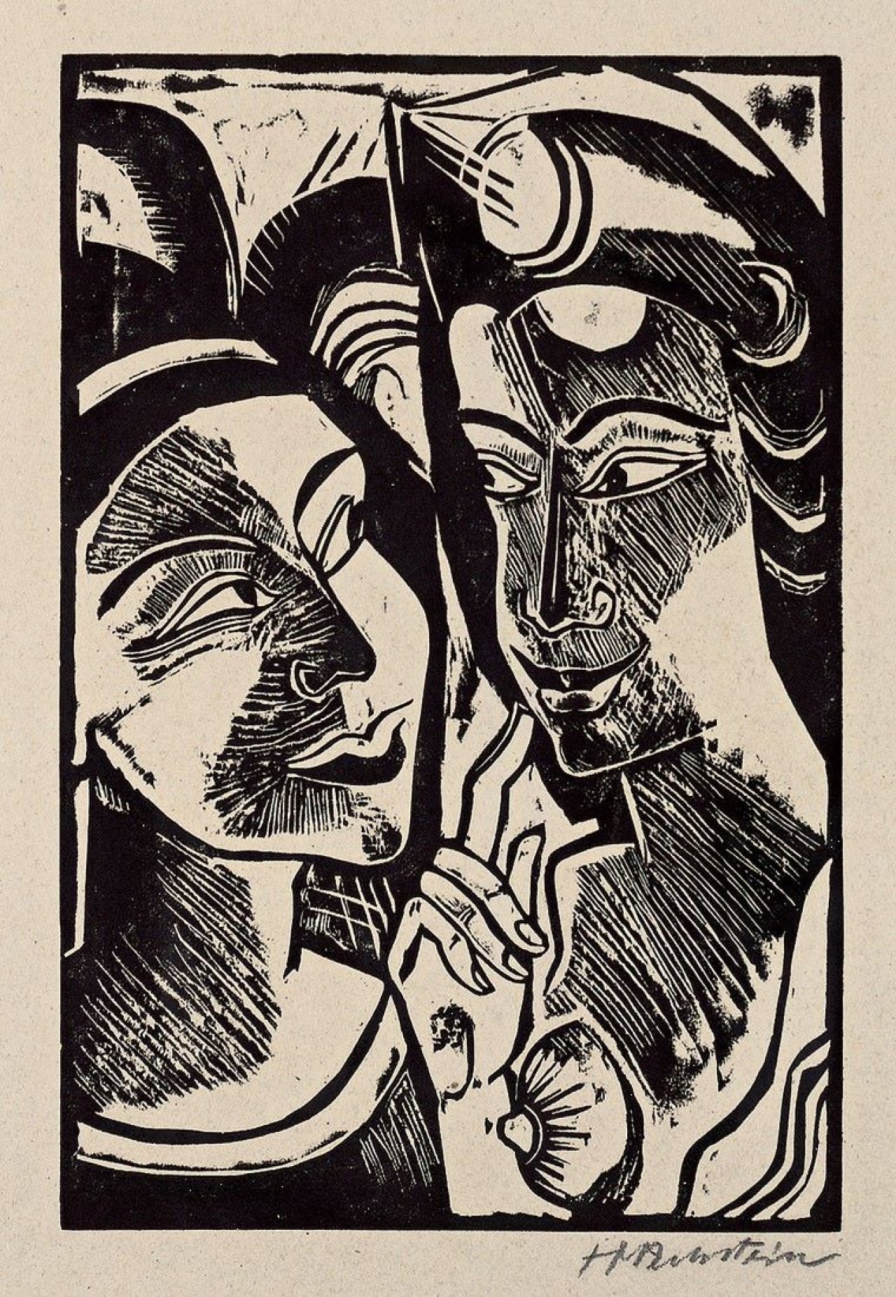 Auf diesem Bild ist das folgende Kunstwerk zu sehen: Max Pechstein. „Zwiesprache“. 1918.