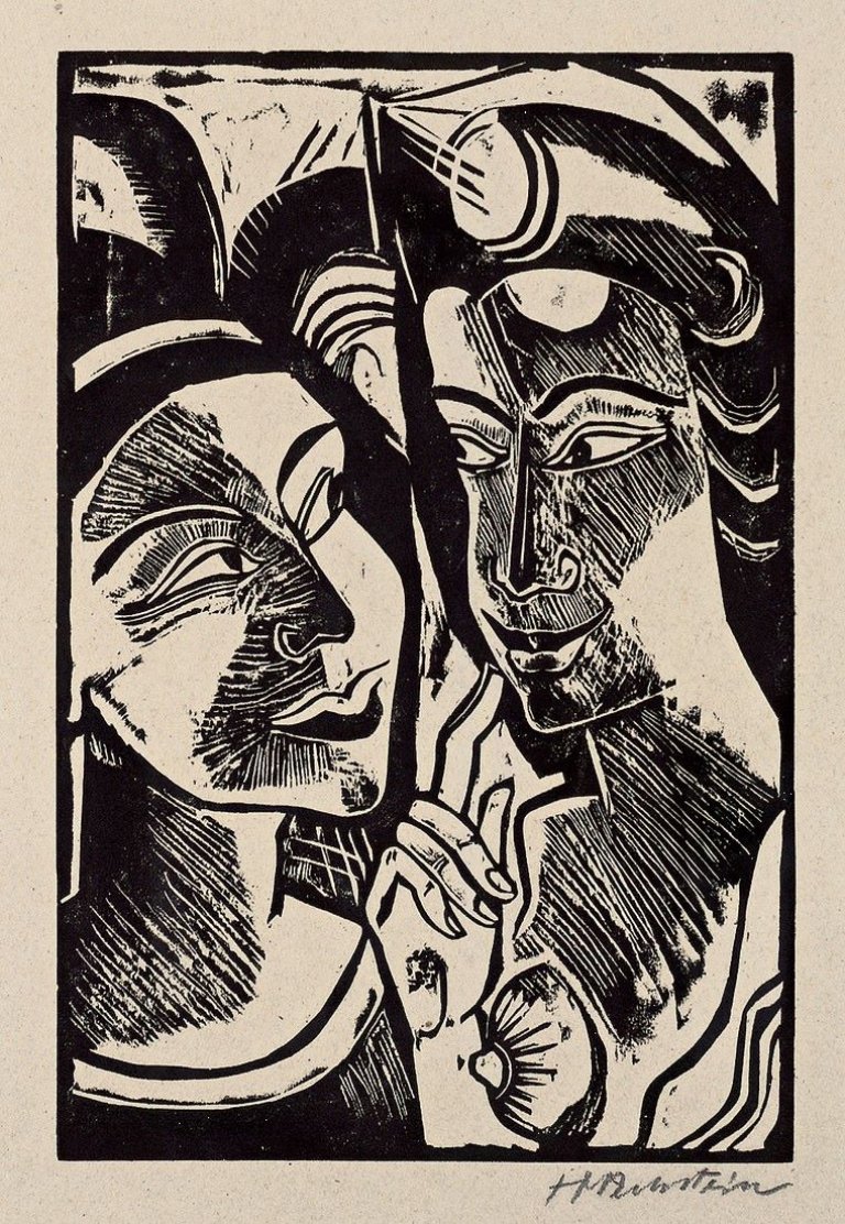 Auf diesem Bild ist das folgende Kunstwerk zu sehen: Max Pechstein. „Zwiesprache“. 1918.