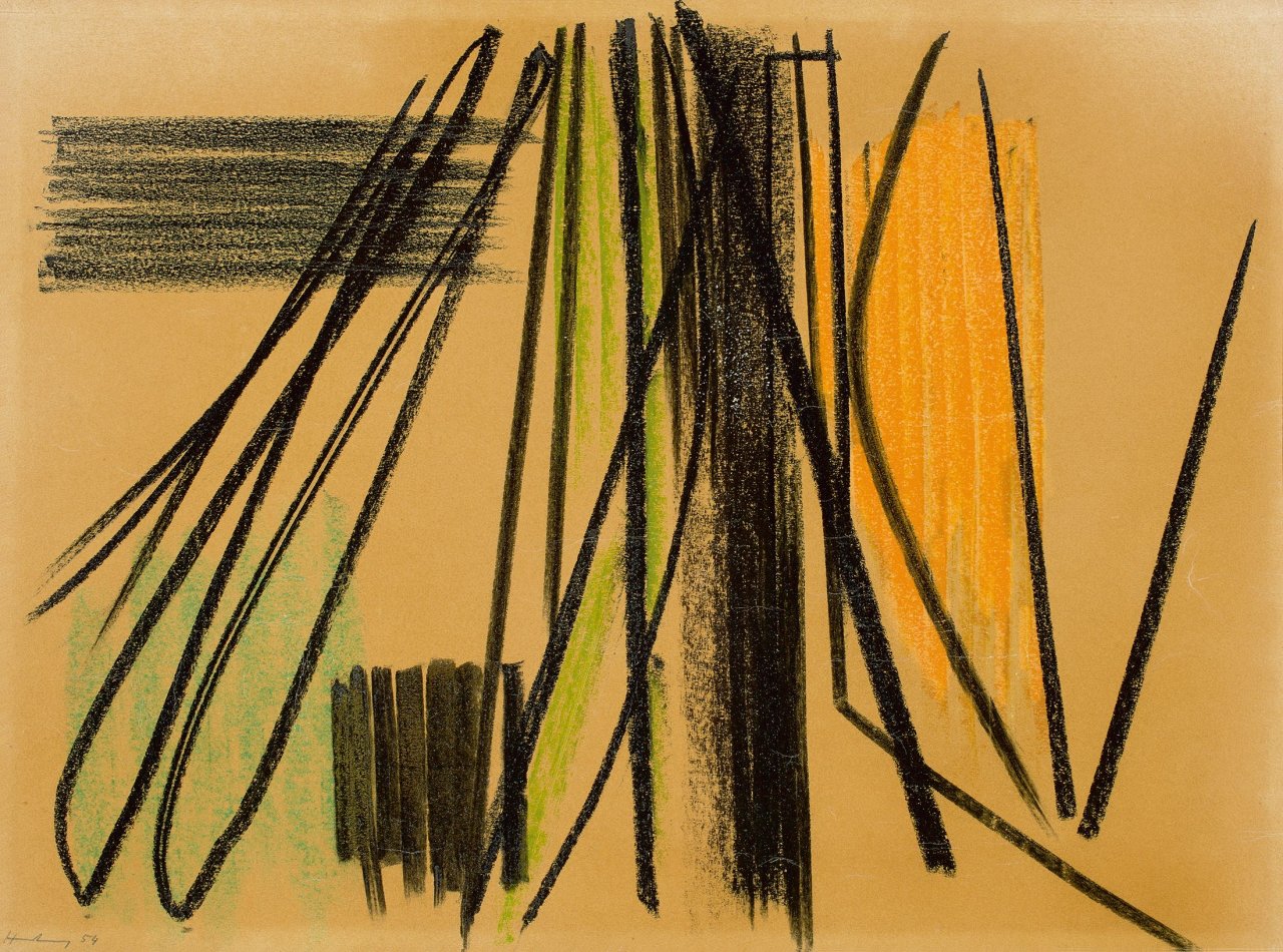 This picture shows the following artwork: Hans Hartung. „Ohne TItel“. 1954.