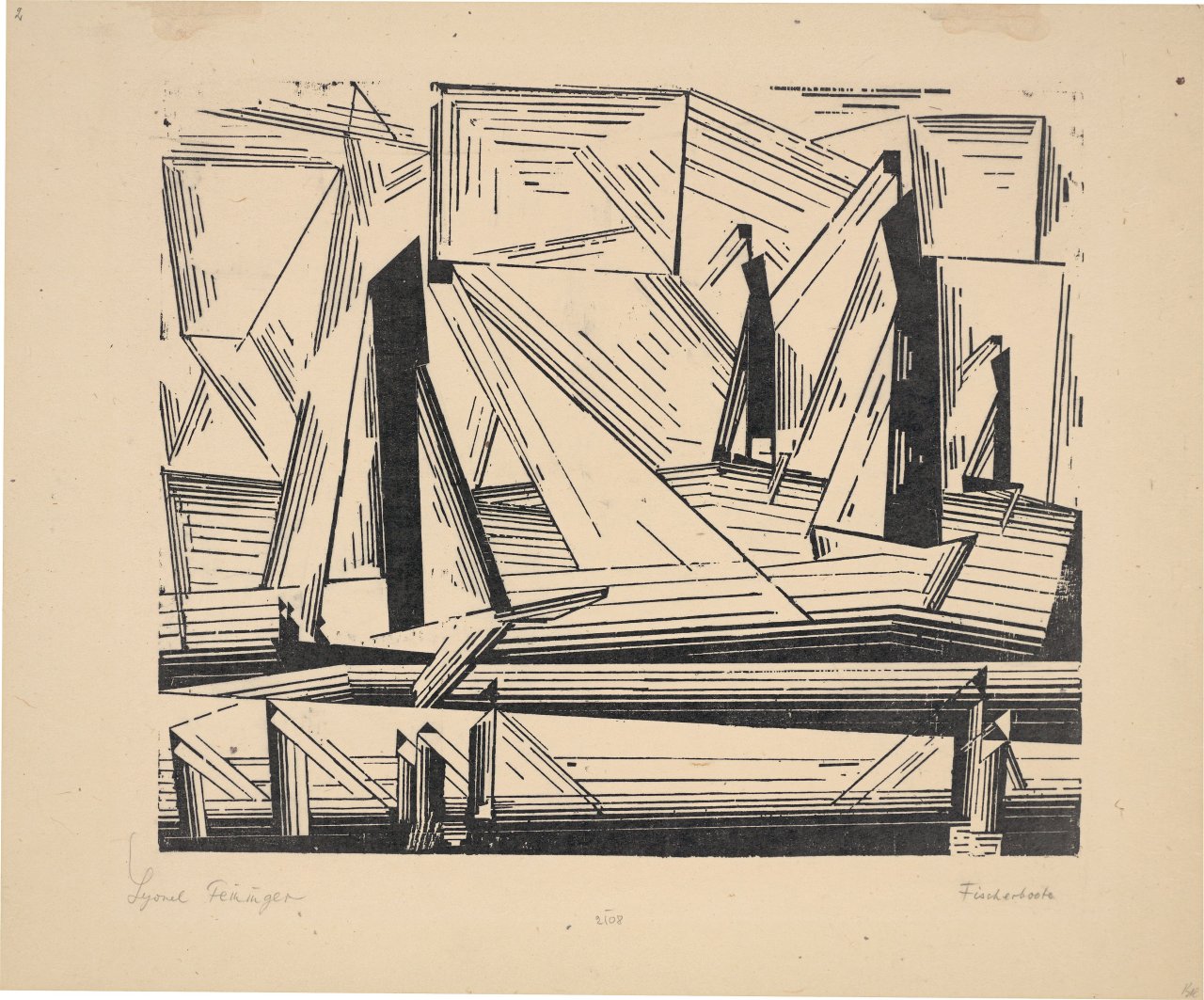 Auf diesem Bild ist das folgende Kunstwerk zu sehen: Lyonel Feininger. „Fischerboote“. 1921.