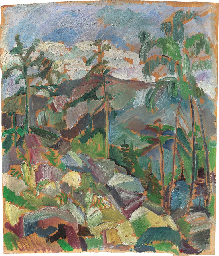 Auf diesem Bild ist das folgende Kunstwerk zu sehen: Oskar Moll. „Gebirgslandschaft“. Um 1922.