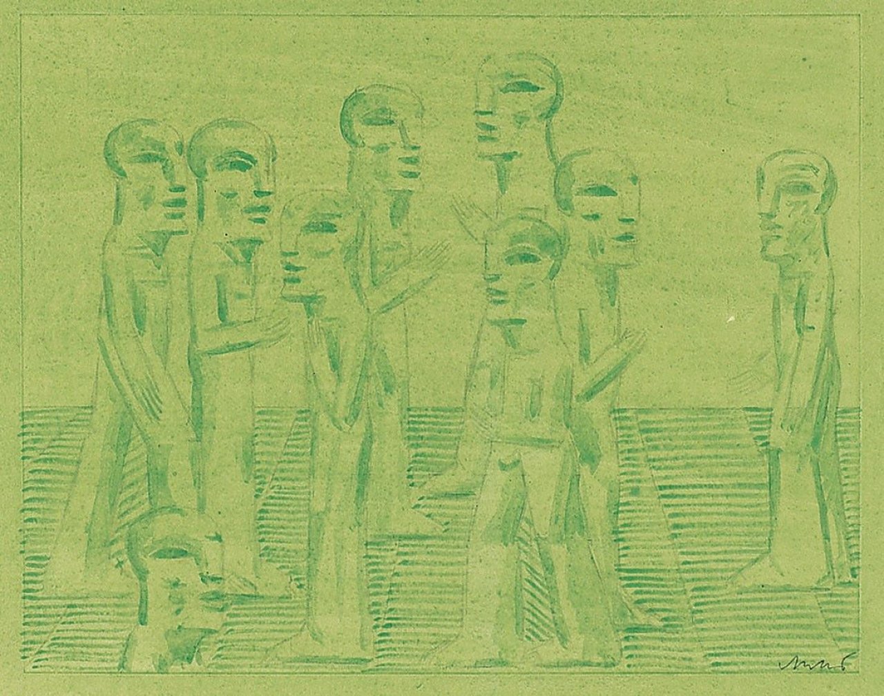 This picture shows the following artwork: Horst Antes. „9 Figuren“. 1984.