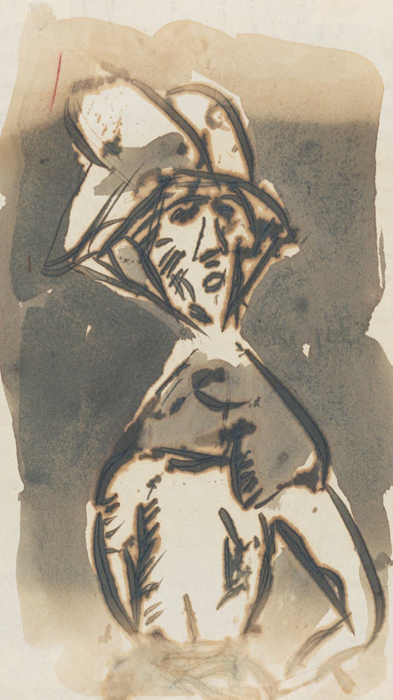 Auf diesem Bild ist das folgende Kunstwerk zu sehen: Christian Rohlfs. „Frau mit Hut“. Um 1915.