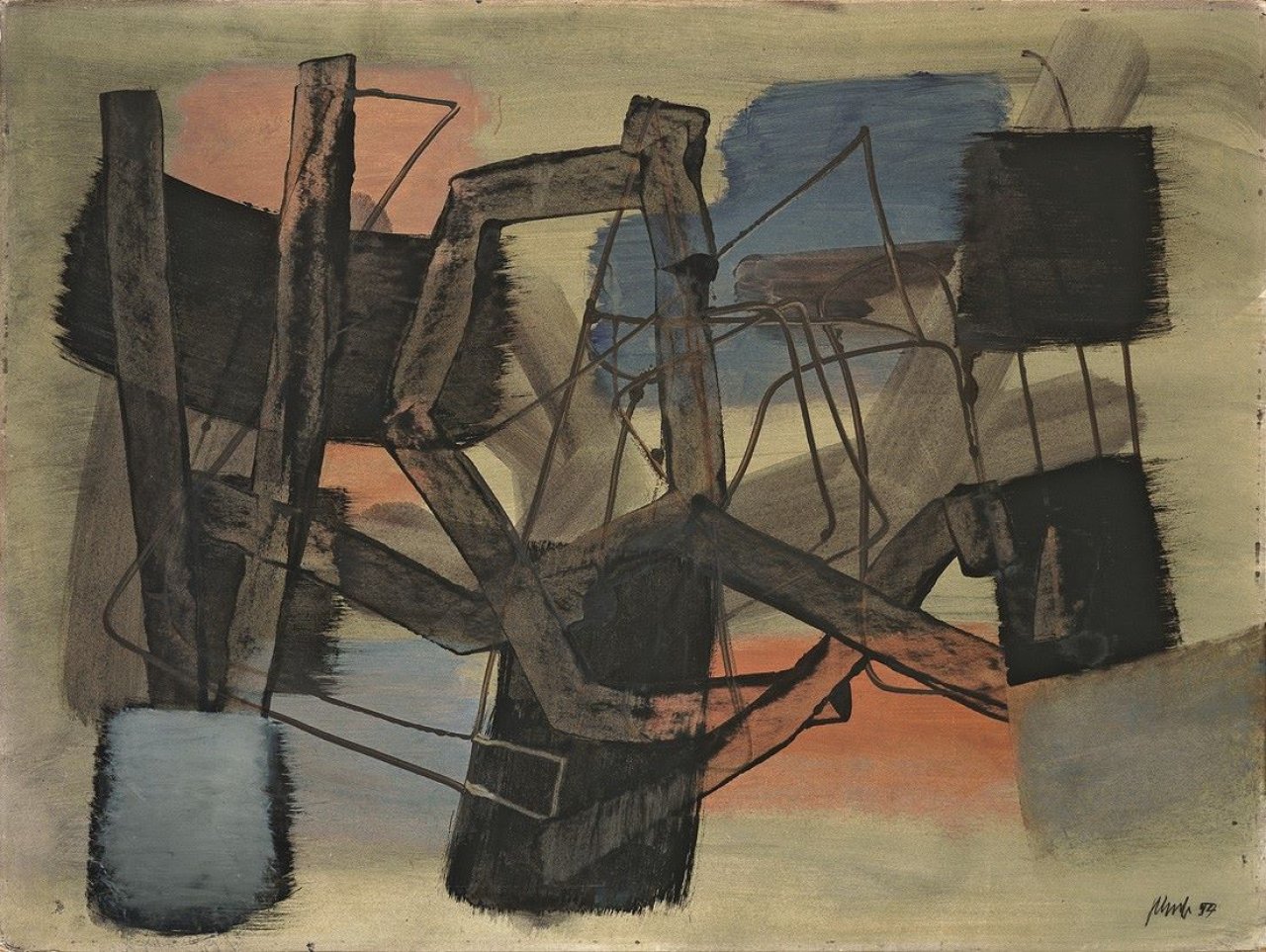 Auf diesem Bild ist das folgende Kunstwerk zu sehen: Fritz Winter. „Ohne Titel“. 1954.