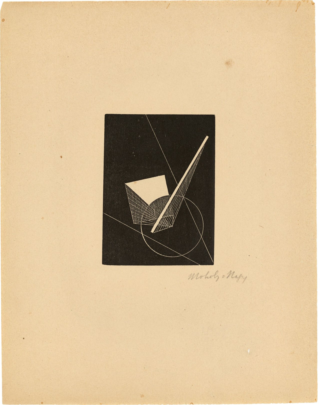 Auf diesem Bild ist das folgende Kunstwerk zu sehen: László Moholy-Nagy. Kreis und Flächen. 1922.