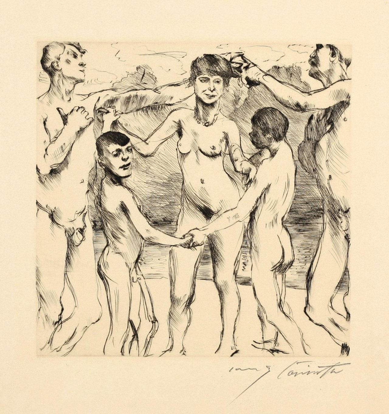 This picture shows the following artwork: Lovis Corinth. „Tanzende am Strande“. 1917.