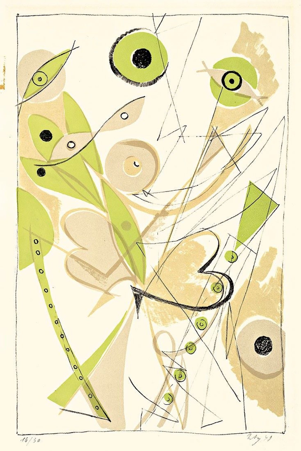 Auf diesem Bild ist das folgende Kunstwerk zu sehen: Ernst Wilhelm Nay. „Sylphenspiel“. 1949.