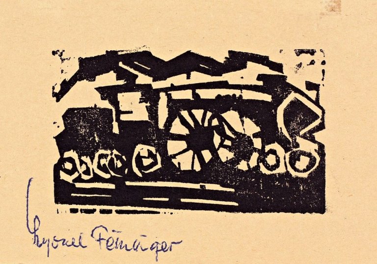 Auf diesem Bild ist das folgende Kunstwerk zu sehen: Lyonel Feininger. „Kleine Lokomotive“. 1919.