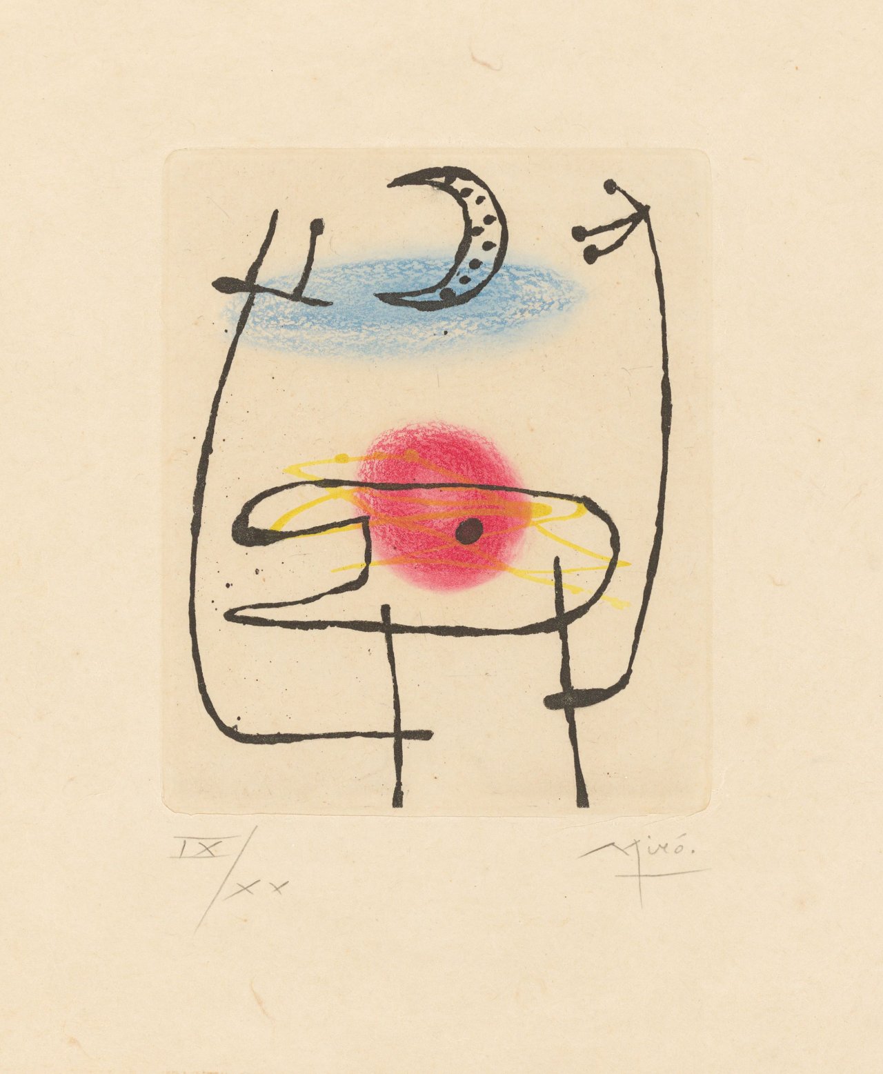 Auf diesem Bild ist das folgende Kunstwerk zu sehen: Joan Miró. Aus: „La Bague d'Aurore“. 1957.