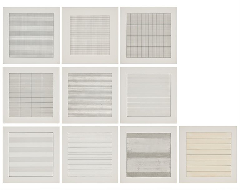 Auf diesem Bild ist das folgende Kunstwerk zu sehen: Agnes Martin. „Agnes Martin - Paintings and Drawings 1974-1990“. 1991.