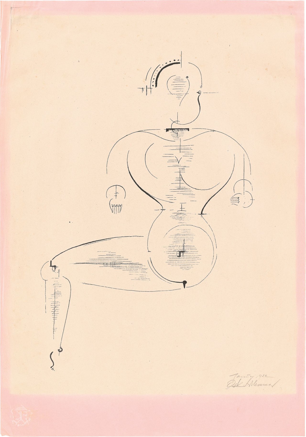 Auf diesem Bild ist das folgende Kunstwerk zu sehen: Oskar Schlemmer. „Figur H 2“. 1922.