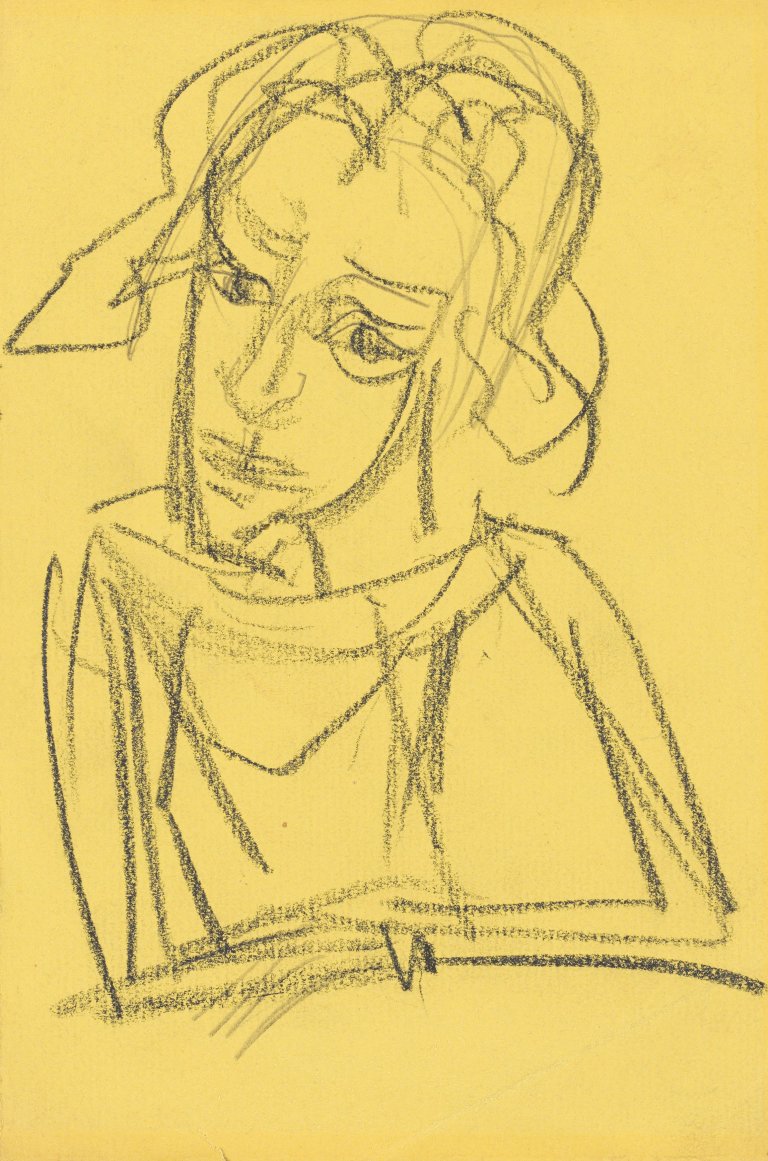 Auf diesem Bild ist das folgende Kunstwerk zu sehen: Ernst Ludwig Kirchner. „Frauenkopf“. 1922.