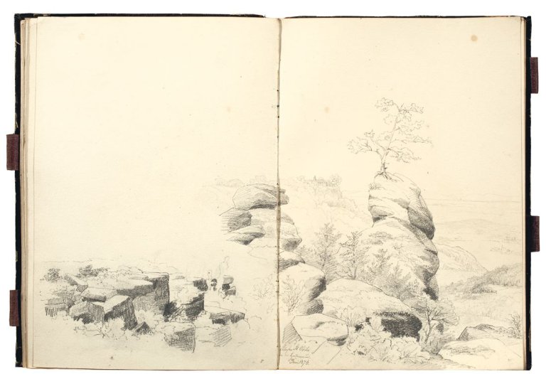 Auf diesem Bild ist das folgende Kunstwerk zu sehen: Carl Robert Kummer. Skizzenbuch. Um 1865-76.