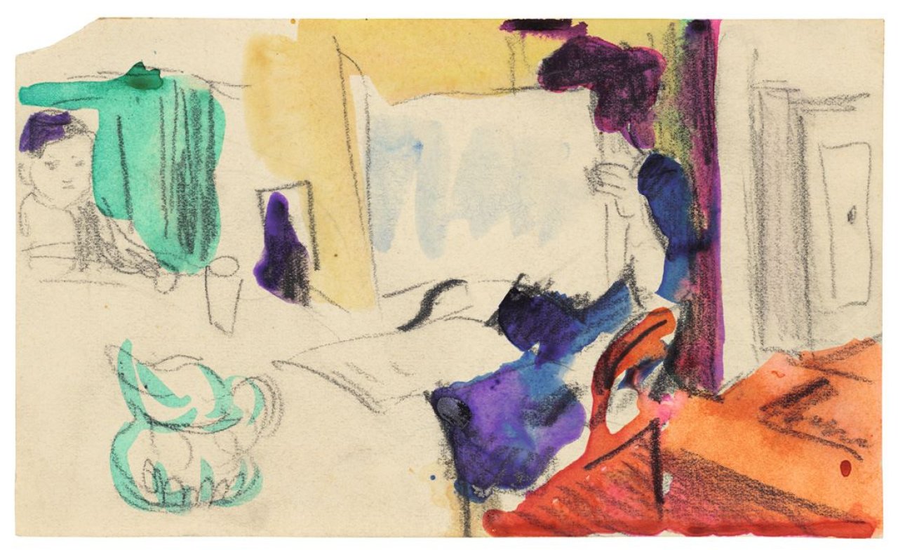 Auf diesem Bild ist das folgende Kunstwerk zu sehen: August Macke. „Nach dem Essen“. 1913.