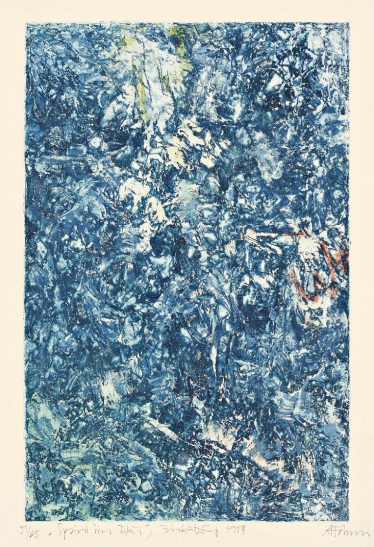 Auf diesem Bild ist das folgende Kunstwerk zu sehen: Gerhard Hoehme. „Spiel in Blau“. 1959.