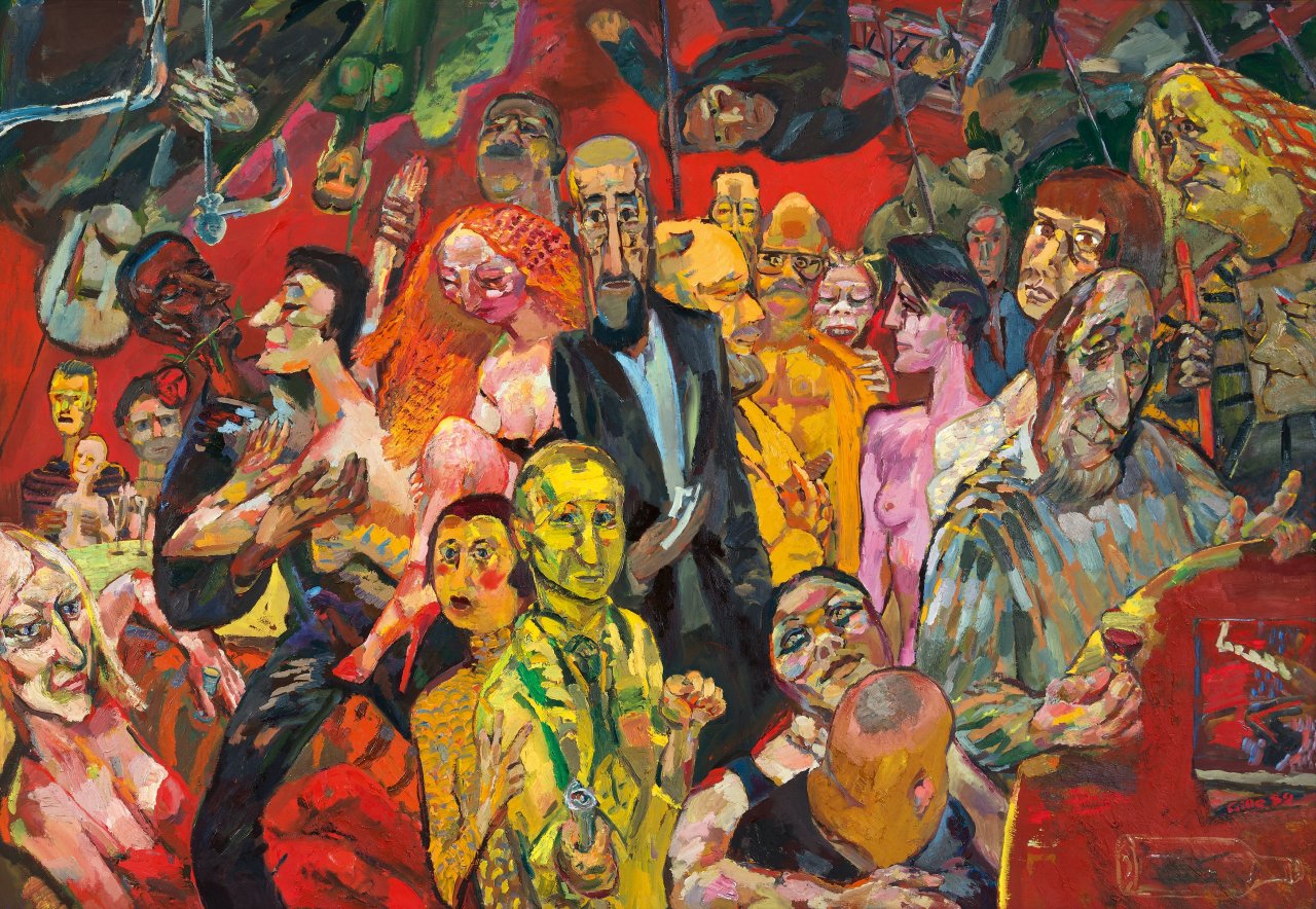 Catalog image of „Fête in Leipzig II“. 1989