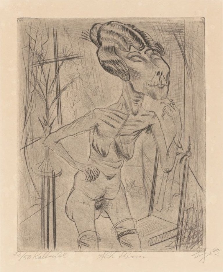 Auf diesem Bild ist das folgende Kunstwerk zu sehen: Otto Dix. „Alte Dirne“. 1922.
