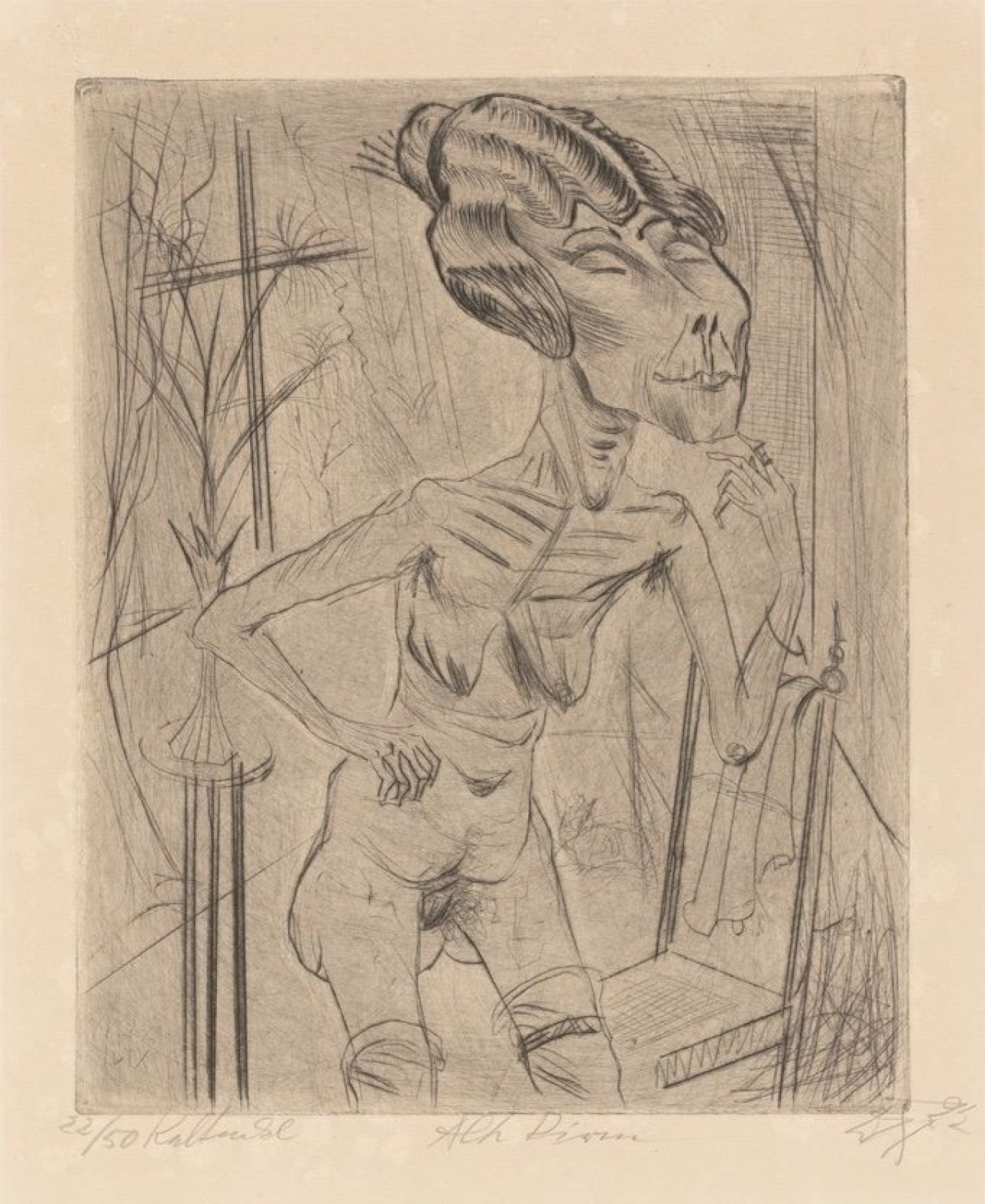 Auf diesem Bild ist das folgende Kunstwerk zu sehen: Otto Dix. „Alte Dirne“. 1922.