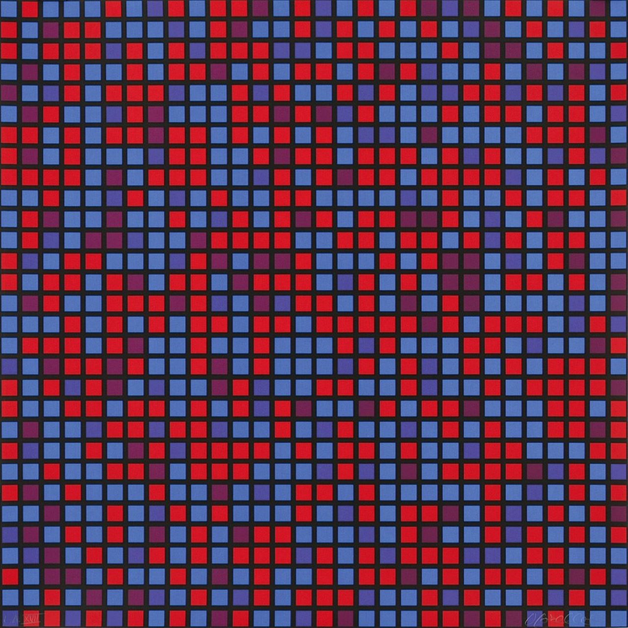 Auf diesem Bild ist das folgende Kunstwerk zu sehen: François Morellet. Aus: „Portfolio 9x5 konkret I-III“. 1973.