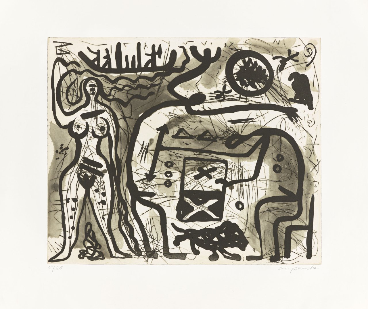 This picture shows the following artwork: A.R. Penck. Untitled. Circa 1990.