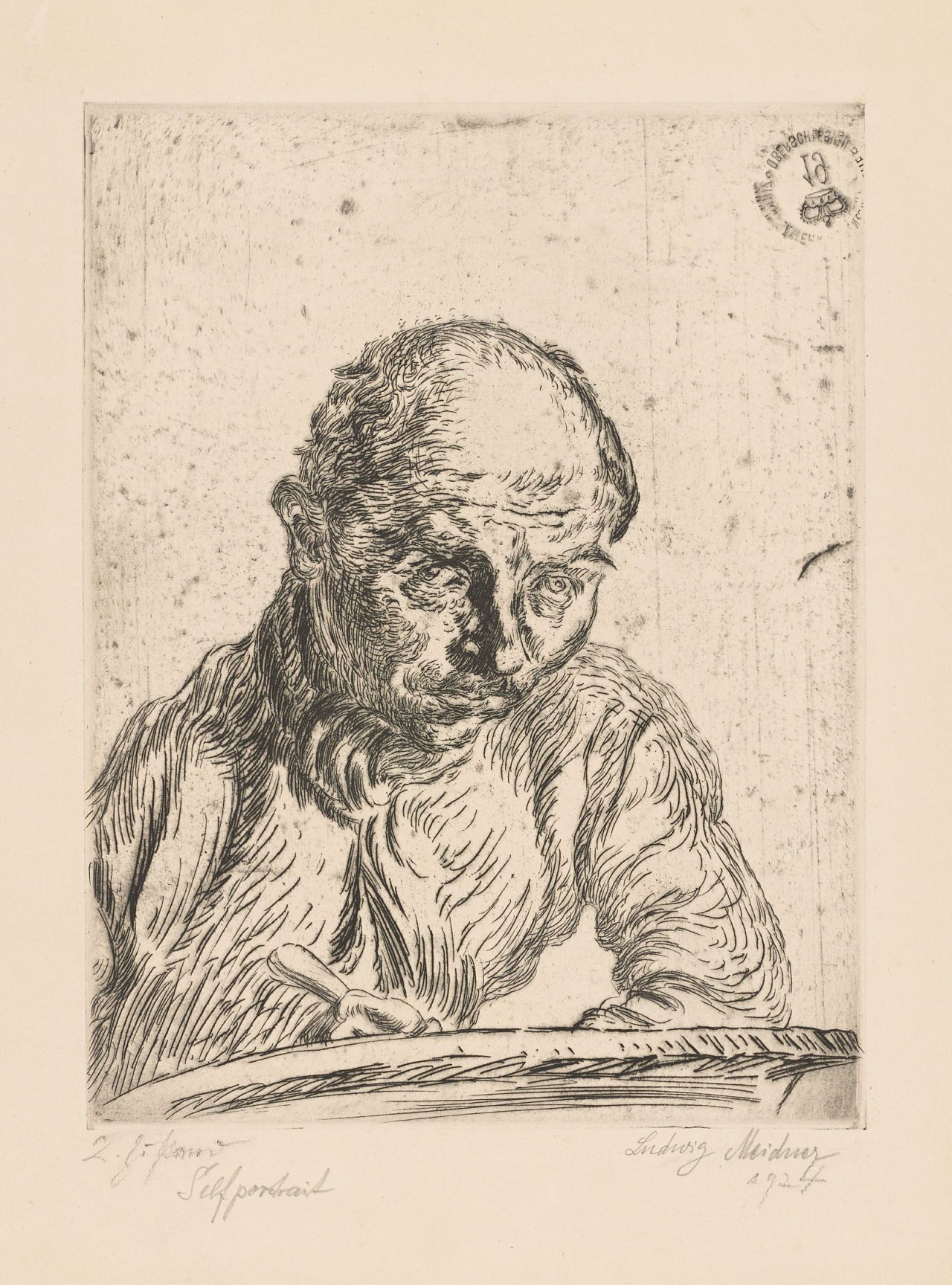 Auf diesem Bild ist das folgende Kunstwerk zu sehen: Ludwig Meidner. Selbstporträt. 1922.