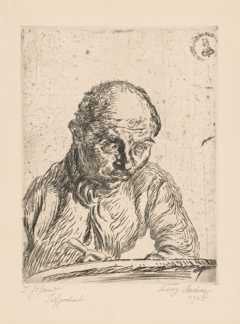Auf diesem Bild ist das folgende Kunstwerk zu sehen: Ludwig Meidner. Selbstporträt. 1922.