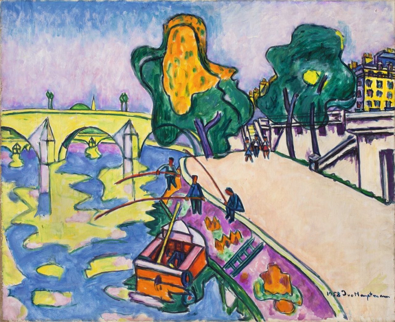 Auf diesem Bild ist das folgende Kunstwerk zu sehen: Ivo Hauptmann. Paris, am Seineufer. 1958.