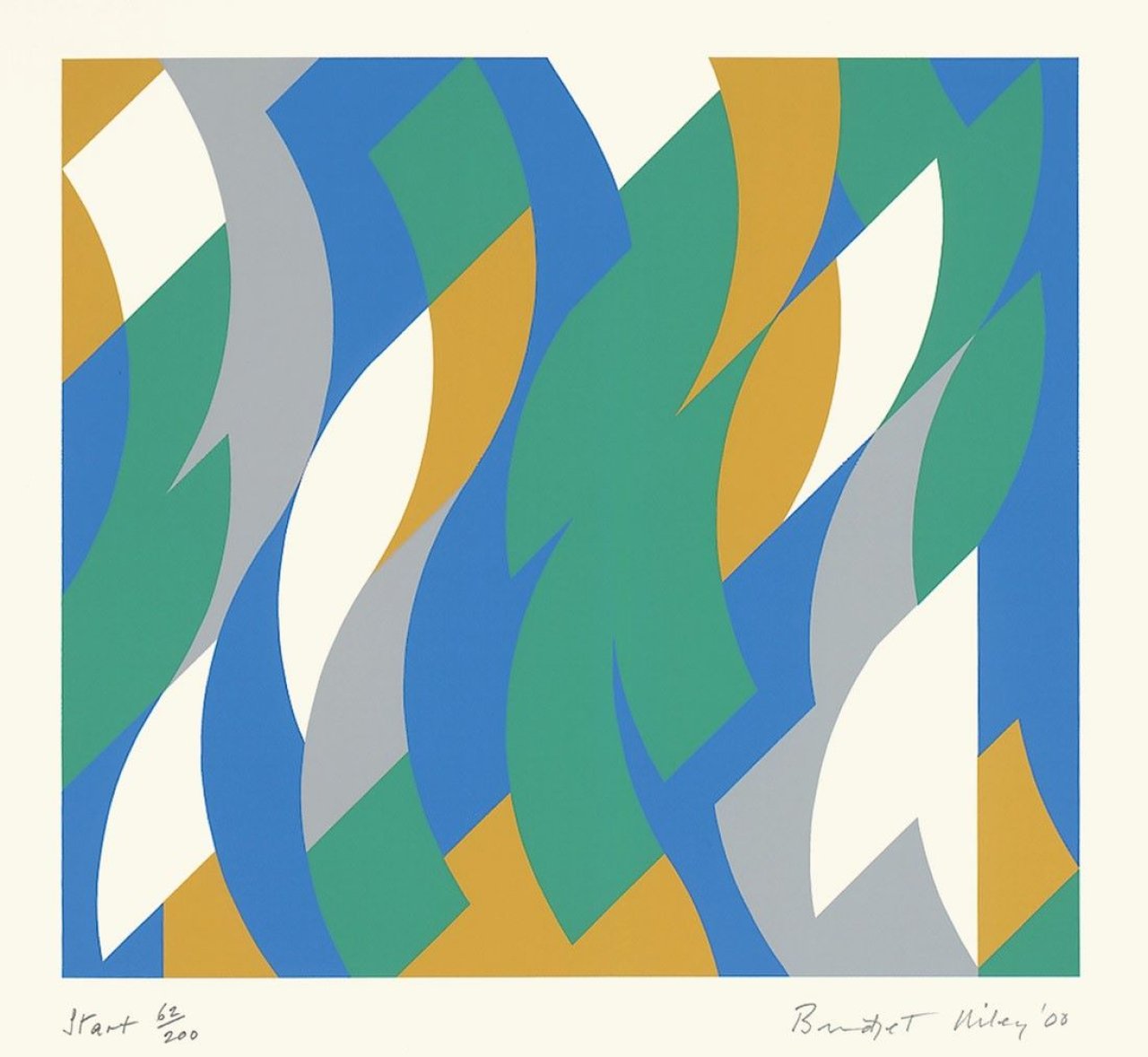 Auf diesem Bild ist das folgende Kunstwerk zu sehen: Bridget Riley. „Start“. 2000.