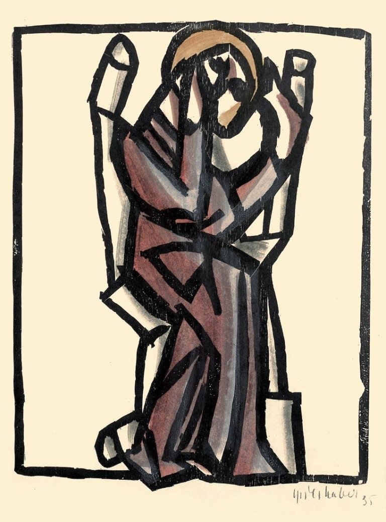 Auf diesem Bild ist das folgende Kunstwerk zu sehen: HAP Grieshaber. „Mystiker“. 1935.