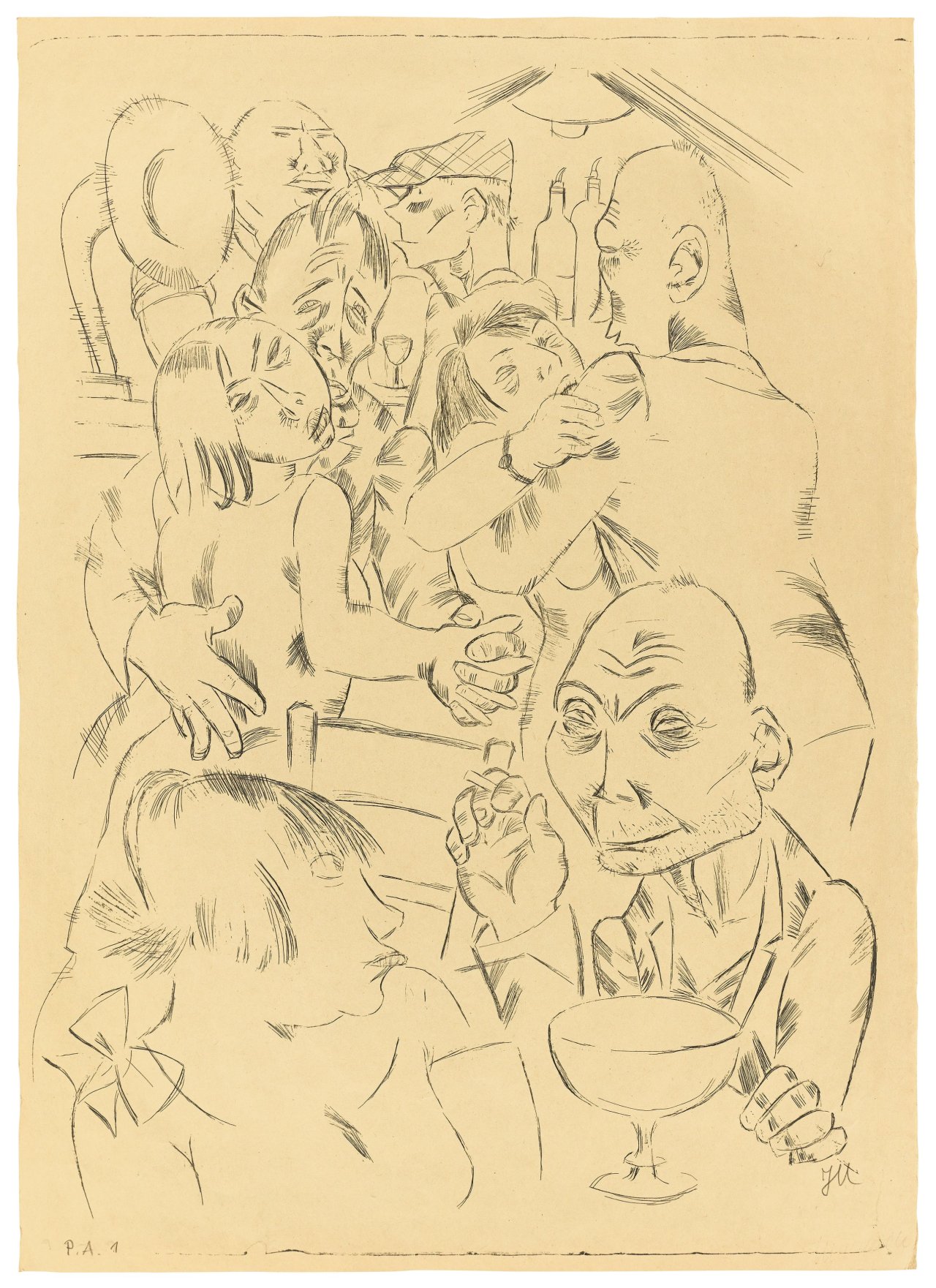 Auf diesem Bild ist das folgende Kunstwerk zu sehen: Jeanne Mammen. „Kaschemme“. Um 1930/32.