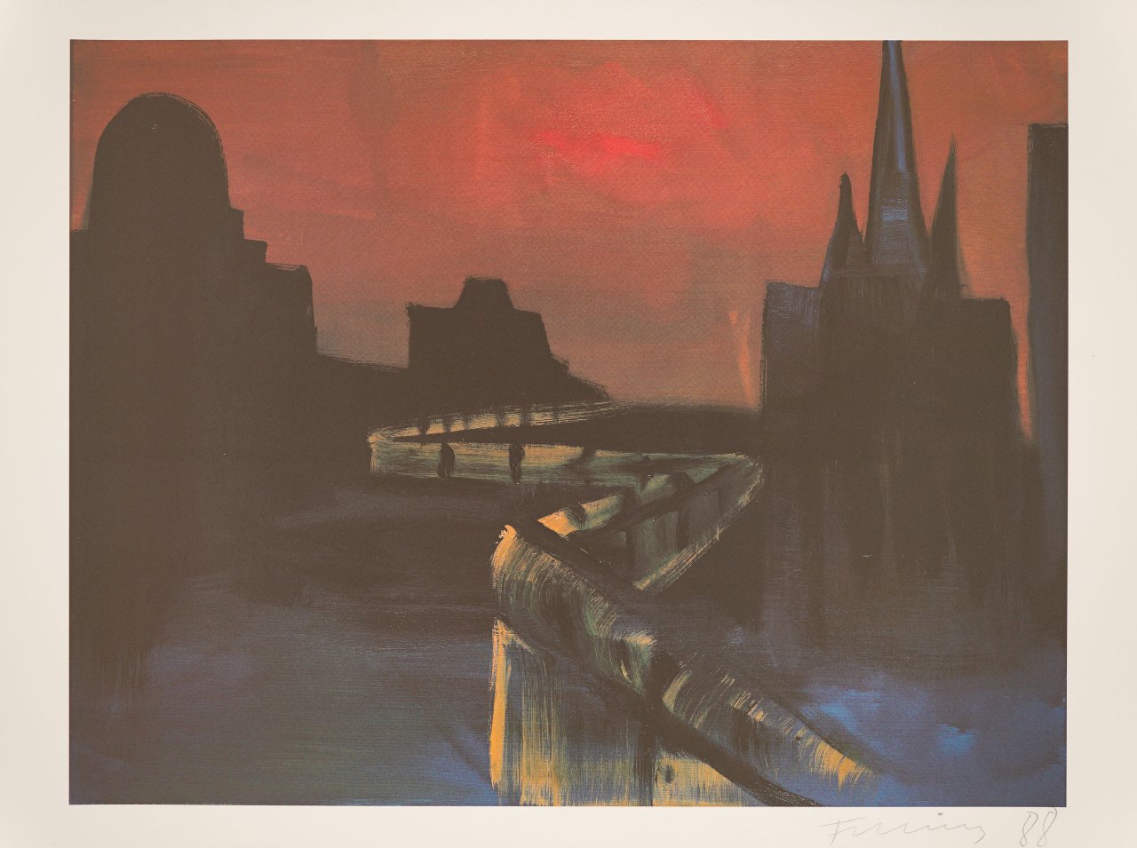 This picture shows the following artwork: Rainer Fetting. Berliner Mauer. 1988.