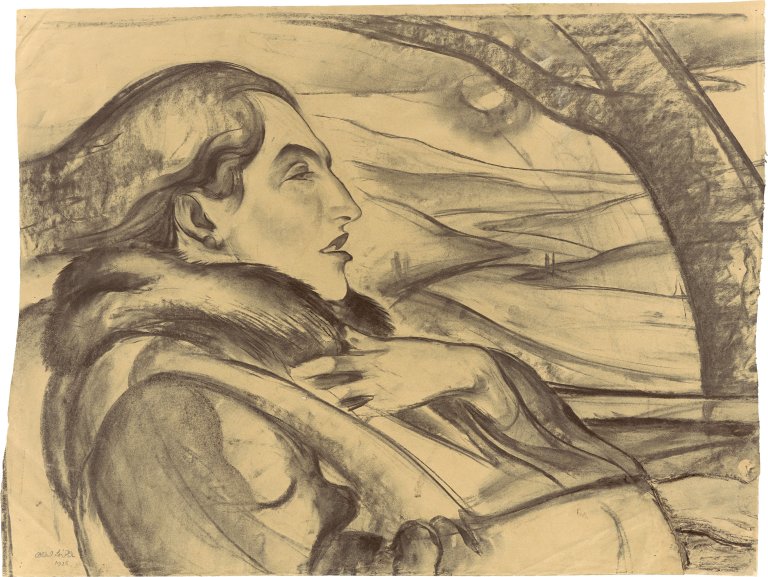 Auf diesem Bild ist das folgende Kunstwerk zu sehen: Albert Birkle. „Dame im offenen Wagen“. 1925.