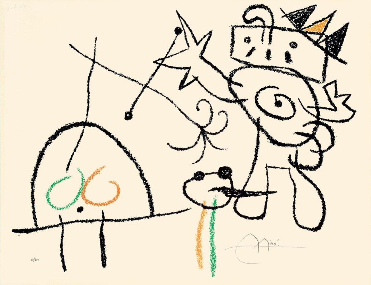 Auf diesem Bild ist das folgende Kunstwerk zu sehen: Joan Miró. Aus: „Ubu aux Baléares“. 1971.
