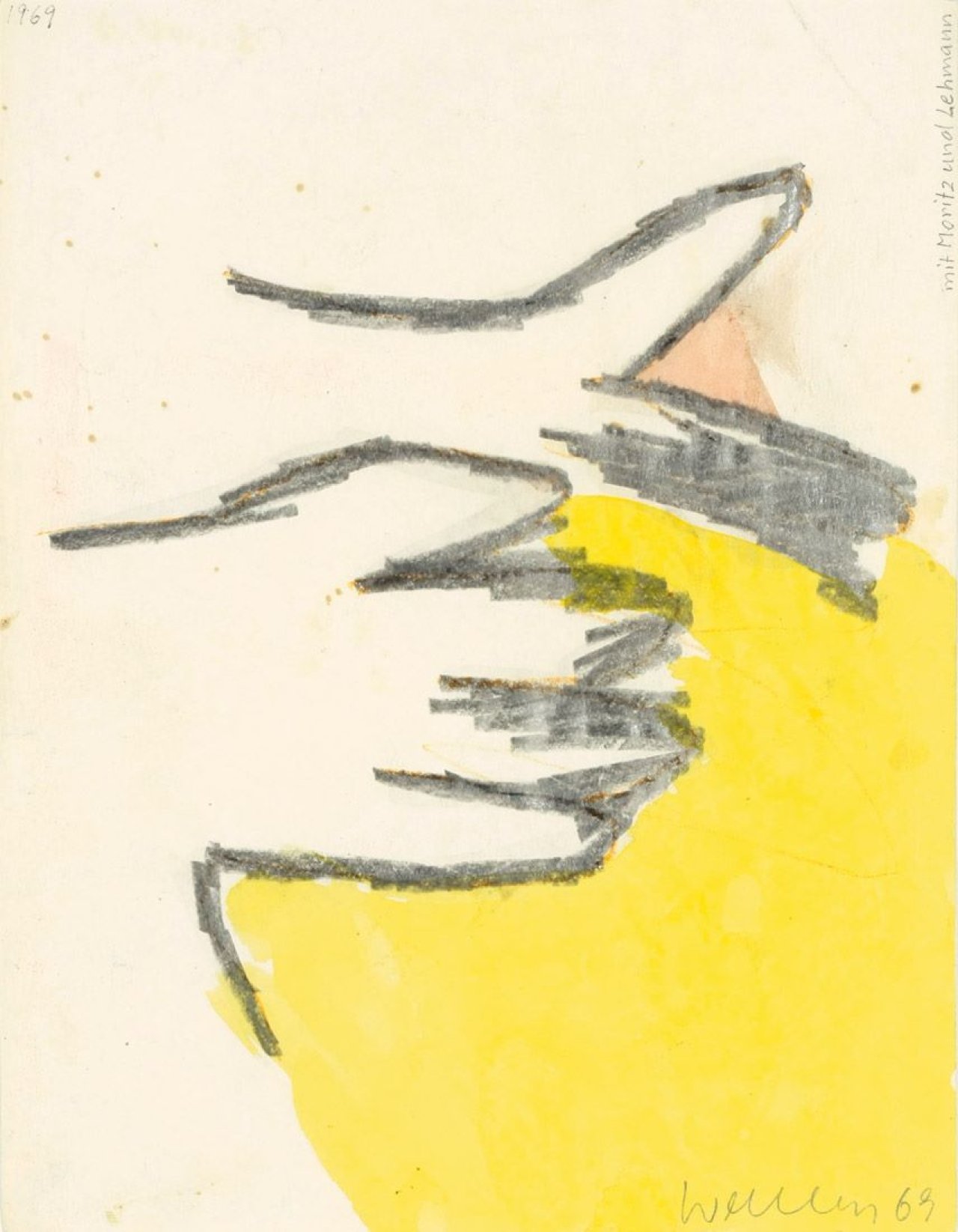 Auf diesem Bild ist das folgende Kunstwerk zu sehen: Franz Erhard Walther. Werkzeichnung (Mit Moritz und Lehmann). 1969.