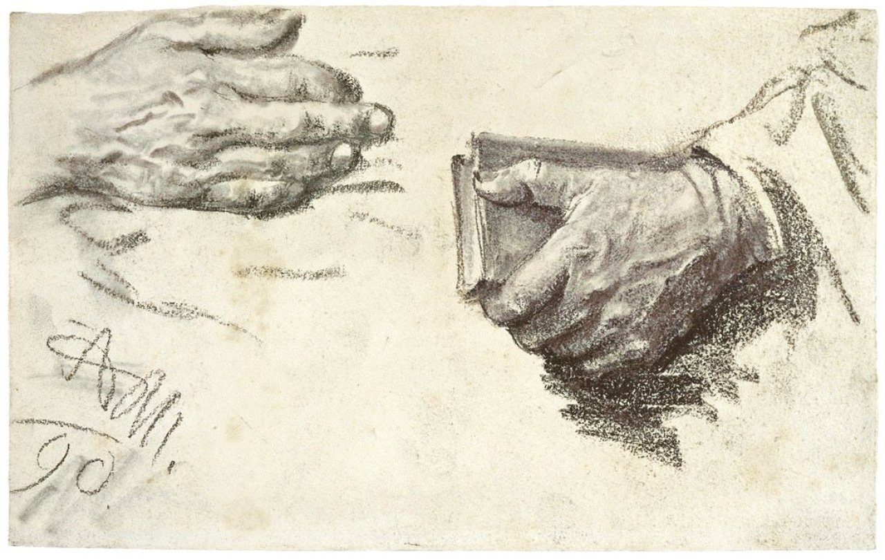 Auf diesem Bild ist das folgende Kunstwerk zu sehen: Adolph Menzel. Handstudien. 1890.