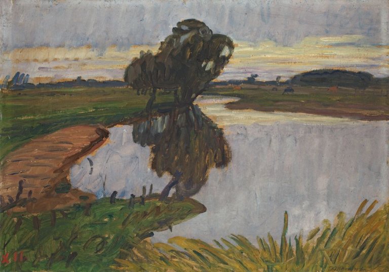 Auf diesem Bild ist das folgende Kunstwerk zu sehen: Otto Modersohn. „Partie am Wümme-Nordarm“. 1911.
