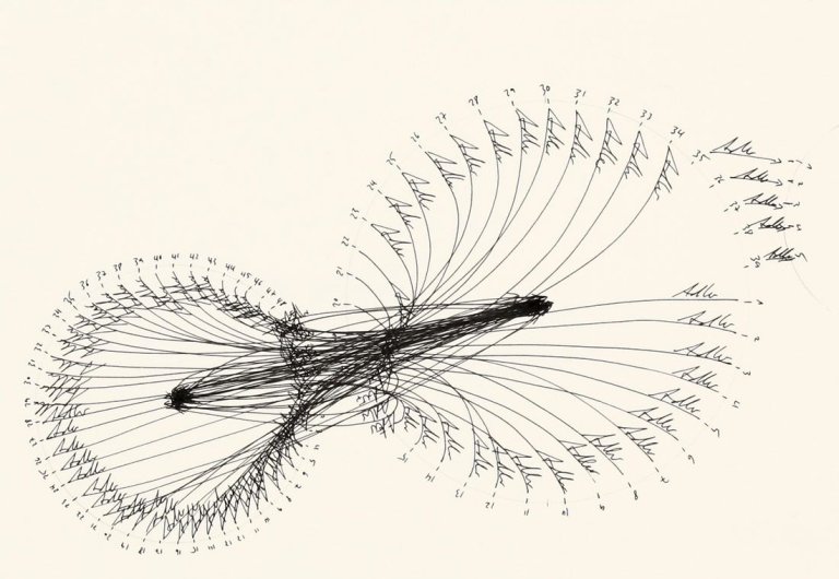 Auf diesem Bild ist das folgende Kunstwerk zu sehen: Jorinde Voigt. „Crash: 34 Adler, 55 Adler, 5 Adler“. 2006.