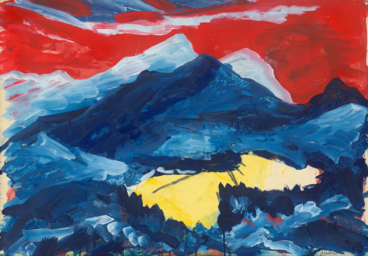 Auf diesem Bild ist das folgende Kunstwerk zu sehen: Bernd Zimmer. Ohne Titel (Landschaft). 1982.
