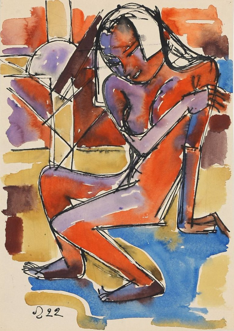 Auf diesem Bild ist das folgende Kunstwerk zu sehen: Hans Orlowski. Sitzender Akt. 1922.